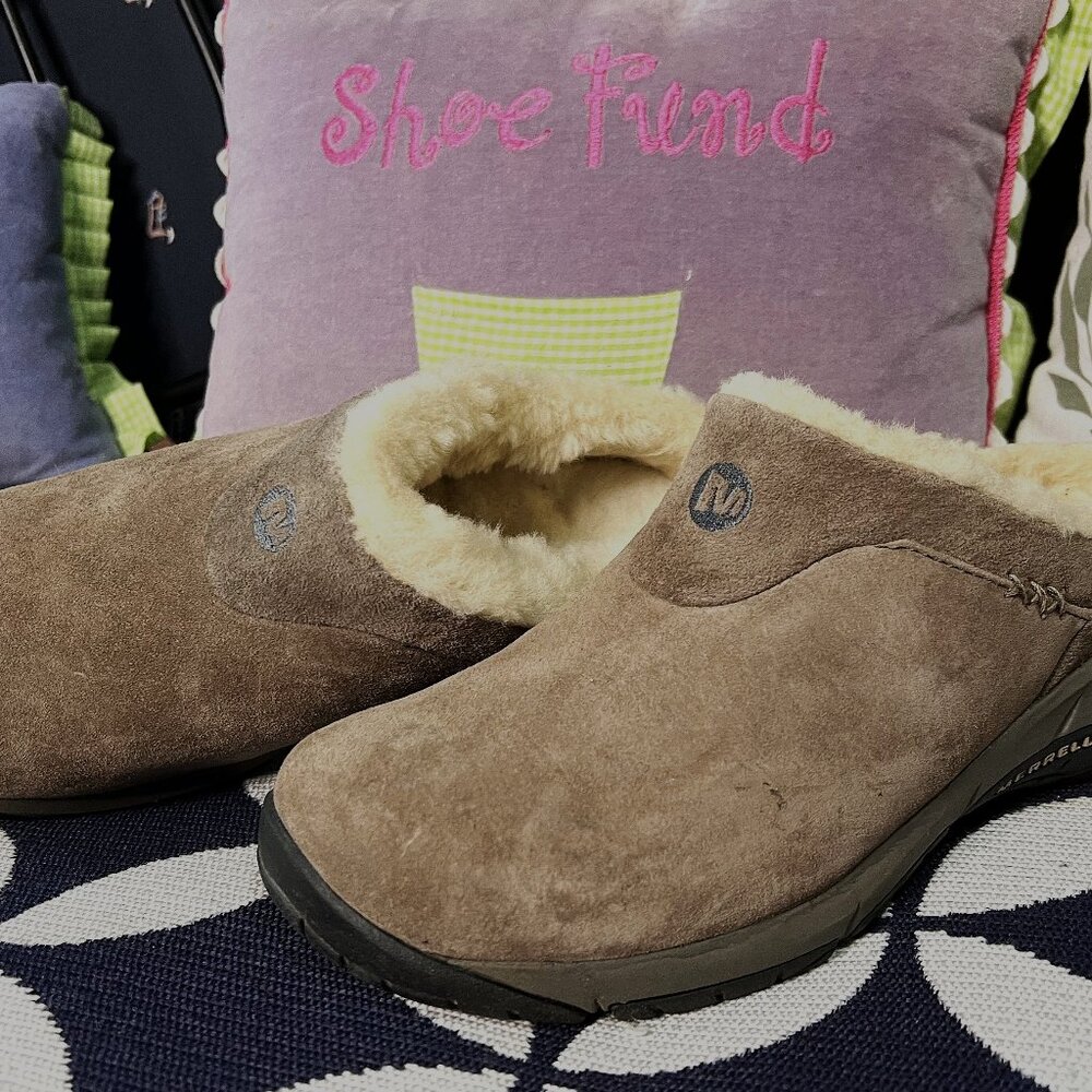 Merrell Encore Ice Slide Brown Clog Mule Sherpa W… - image 1